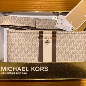 NWT Michael Kors Beige and Brown Belt Bag